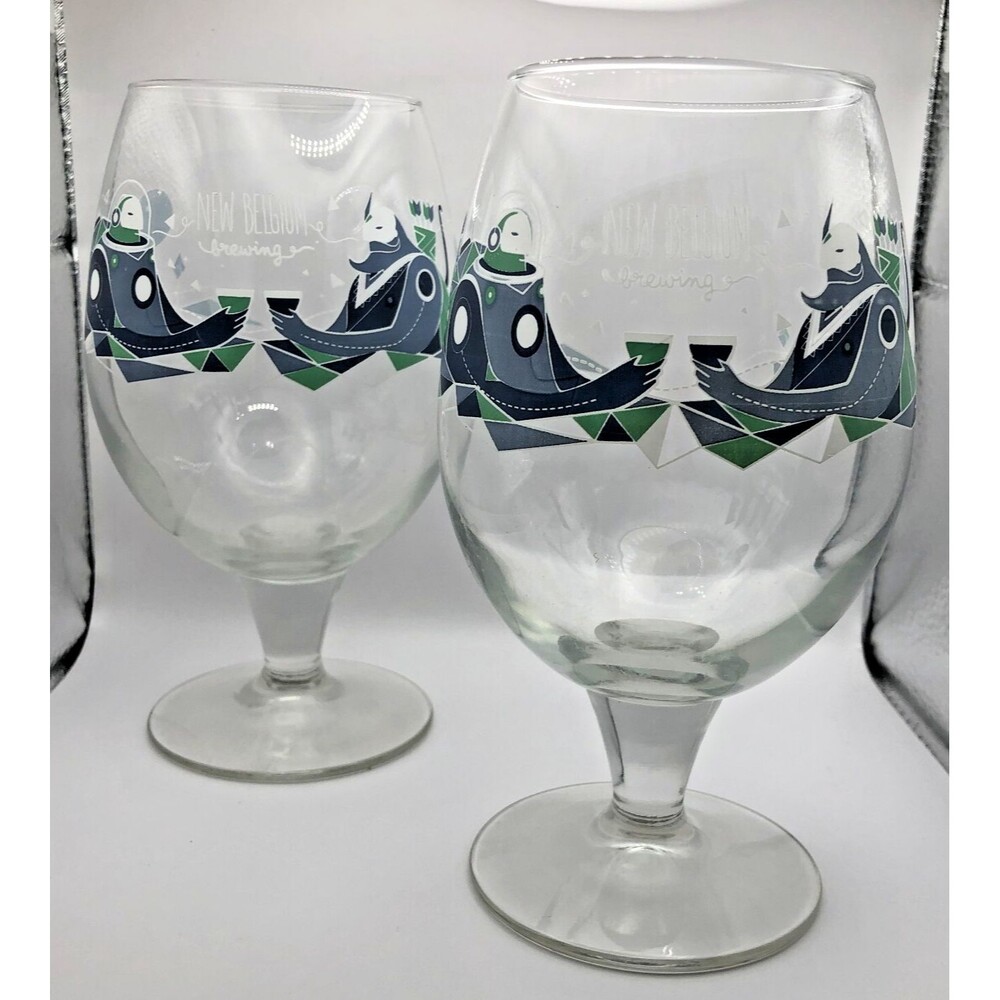 New Belgium Brewing Goblet Beer Glass Starship IPA Set of 2 Astronaut Space